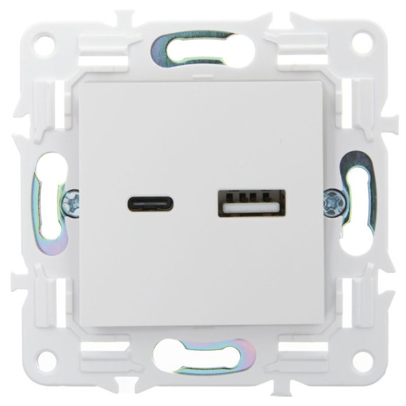 IEK SKANDY Розетка USB A+C 3,1А SK-R14W арктический белый , SK-U22-D31-K01 IEK SKANDY Розетка USB A+C 3,1А SK-R14W арктический белый , SK-U22-D31-K01