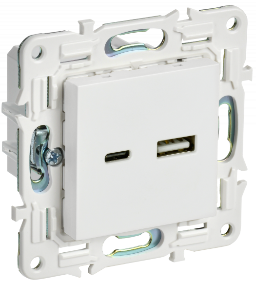 IEK SKANDY Розетка USB A+C 3,1А SK-R14W арктический белый IEK, SK-U22-D31-K01