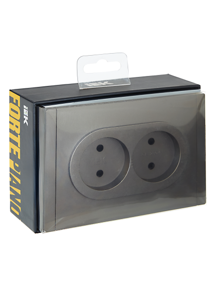 IEK FORTE&PIANO Розетка 2-местная без заземления без защитных шторок безвинтовое крепление 10А FP526 сталь , FP-R20-10-1-K46