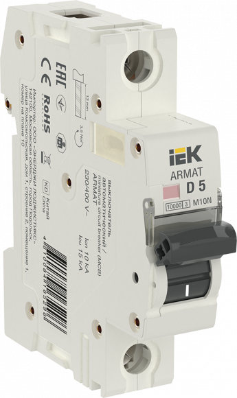 IEK ARMAT Автоматический выключатель M10N 1P D 5А IEK, AR-M10N-1-D005