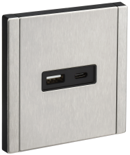 FORTE&PIANO Розетка USB A+C 18Вт FP751M металл никель IEK, FP-U22-018-M-K50