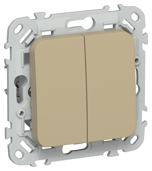 IEK FLITE Выключатель 2-клавишный кнопочный 10А ВС12-2-0-ФлХ хаки IEK, FI-V24-0-10-1-K59