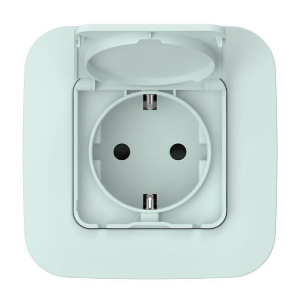IEK FLITE Розетка с заземлением с защитными шторками и крышкой 16А IP44 РСшкр11-0-44-ФлХЛ холодный лед IEK, FI-R16-16-44-K94