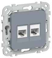 FLITE Розетка 2-местная RJ45/RJ11 категория 5Е/3 UTP РКТ5е/3-2-0-ФлМ маренго IEK, FI-KT22-1-K35