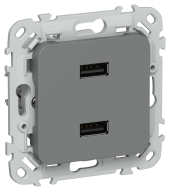 FLITE Розетка USB A+A 3,1А РЮ-2-ФлМА мокрый асфальт IEK, FI-U21-D31-K80
