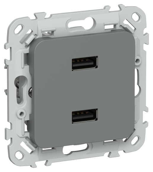 IEK FLITE Розетка USB A+A 3,1А РЮ-2-ФлМА мокрый асфальт IEK, FI-U21-D31-K80