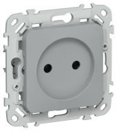 FLITE Розетка без заземления без защитных шторок безвинтовое крепление 10А РС01-1-ФлС серый IEK, FI-R10-10-1-K03
