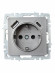 IEK BRITE Розетка 1-местная с заземлением с защитными шторками 16А с USB A+C 18Вт РЮш11-1-БрС сталь , BR-R14-16-U22-018-K46
