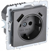BRITE Розетка 1-местная с заземлением с защитными шторками 16А с USB A+C 18Вт РЮш11-1-БрС сталь IEK, BR-R14-16-U22-018-K46