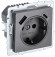 IEK BRITE Розетка 1-местная с заземлением с защитными шторками 16А с USB A+C 18Вт РЮш11-1-БрС сталь , BR-R14-16-U22-018-K46
