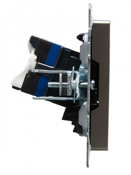 IEK BRITE Розетка компьютерная двойная RJ45 кат.6 РК11-2-БрС сталь , BR-K20-2-K46