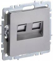 BRITE Розетка компьютерная двойная RJ45 кат.6 РК11-2-БрС сталь IEK, BR-K20-2-K46