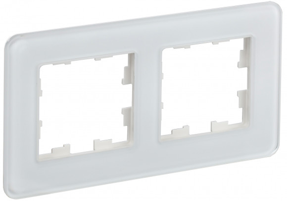 IEK BRITE Рамка 2-местная РУ-2-2-Бр стекло белый RE IEK, BR-M22-G-41-K01