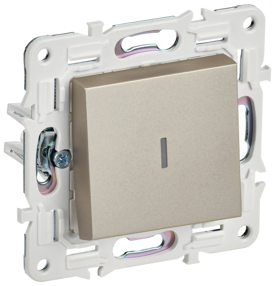 IEK SKANDY Выключатель 1-клавишный проходной с индикацией 10А SK-V08Sh шампань , SK-V12-1-10-K37
