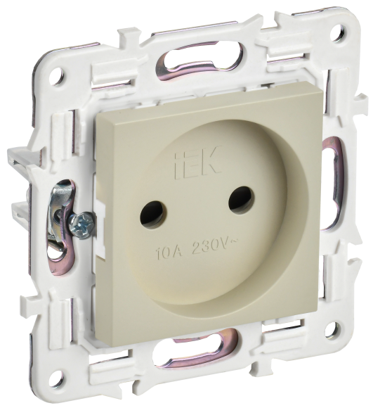 IEK SKANDY Розетка без заземления с защитными шторками 10А SK-R01B бежевый , SK-R13-10-K10
