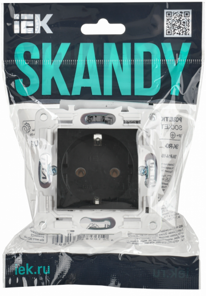 IEK SKANDY Розетка с заземлением без защитных шторок 16А SK-R05Bl черный , SK-R11-16-K02