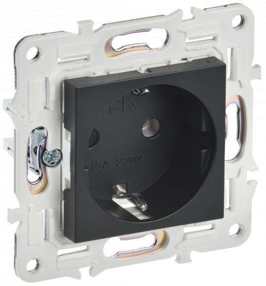 IEK SKANDY Розетка с заземлением без защитных шторок 16А SK-R05Bl черный , SK-R11-16-K02