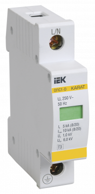 KARAT Ограничитель импульсного перенапряжения ОПС1-D 1P In=5кА Un=230В Im=10кА IEK, MOP20-1-D