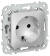 IEK FLITE Розетка с заземлением без защитных шторок безвинтовое крепление 16А РС11-1-ФлА алюминий IEK, FI-R11-16-1-K47