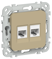 FLITE Розетка 2-местная компьютерная RJ45 категория 5Е UTP РК5е-2-0-ФлХ хаки IEK, FI-K22-1-K59