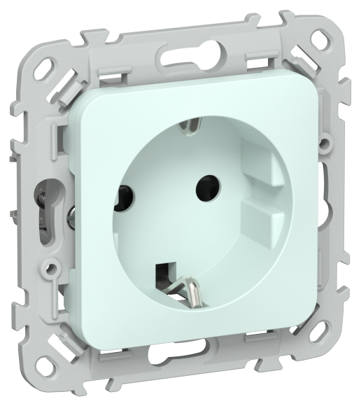 IEK FLITE Розетка с заземлением с защитными шторками 16А РСш11-0-ФлХЛ холодный лед IEK, FI-R14-16-K94