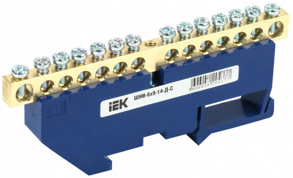 IEK Шина N "ноль" на DIN-изол ШНИ-6х9-14-Д-С IEK, YNN10-69-14D-K07