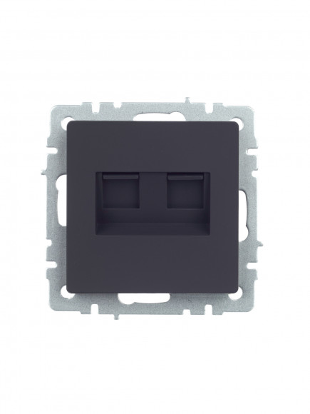 IEK BRITE Розетка двойная RJ11+RJ45 кат.5E РК/Т12-БрГ графит , BR-KT20-O-1-K53