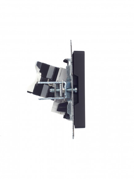 IEK BRITE Розетка двойная RJ11+RJ45 кат.5E РК/Т12-БрГ графит , BR-KT20-O-1-K53