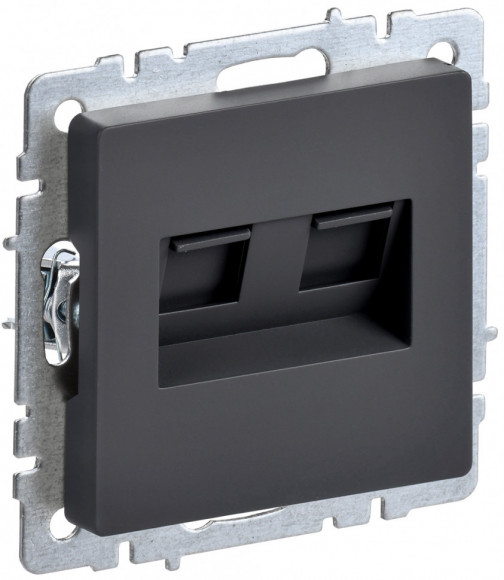 IEK BRITE Розетка двойная RJ11+RJ45 кат.5E РК/Т12-БрГ графит IEK, BR-KT20-O-1-K53