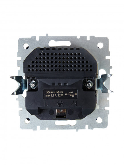 IEK BRITE Розетка 1-местная с заземлением с защитными шторками 16А с USB A+C 18Вт РЮш11-1-БрТБ темная бронза , BR-R14-16-U22-018-K45