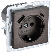 BRITE Розетка 1-местная с заземлением с защитными шторками 16А с USB A+C 18Вт РЮш11-1-БрТБ темная бронза IEK, BR-R14-16-U22-018-K45