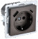 IEK BRITE Розетка 1-местная с заземлением с защитными шторками 16А с USB A+C 18Вт РЮш11-1-БрТБ темная бронза , BR-R14-16-U22-018-K45
