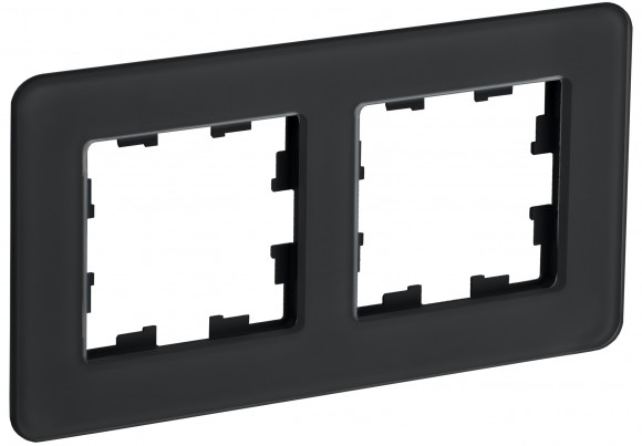 IEK BRITE Рамка 2-местная РУ-2-2-Бр стекло черный RE IEK, BR-M22-G-41-K02