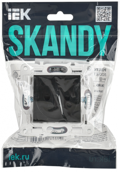 IEK SKANDY Розетка без заземления с защитными шторками 10А SK-R01Bl черный , SK-R13-10-K02