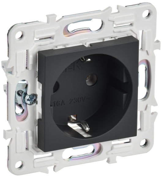 IEK SKANDY Розетка с заземлением без защитных шторок 16А SK-R05G графит , SK-R11-16-K53
