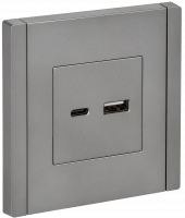 FORTE&PIANO Розетка USB A+C 18Вт FP551 сталь , FP-U22-018-K46