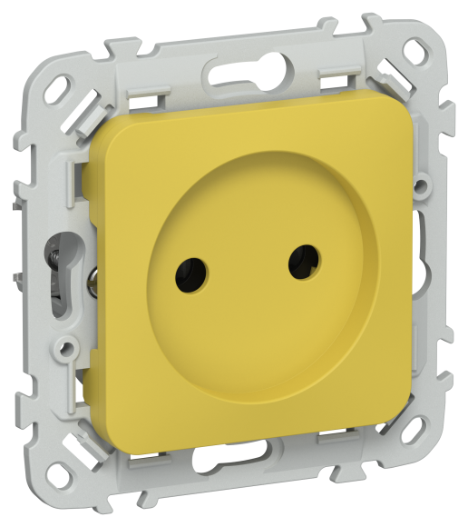 IEK FLITE Розетка без заземления без защитных шторок безвинтовое крепление 10А РС01-1-ФлЖК желтый карри IEK, FI-R10-10-1-K44