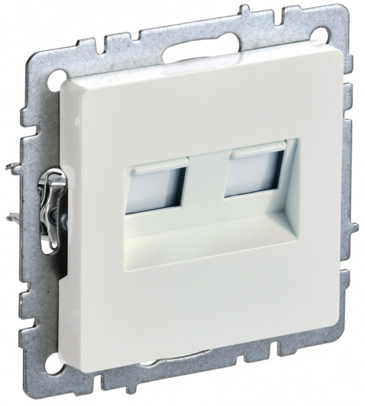 IEK BRITE Розетка двойная RJ11+RJ45 кат.5E РК/Т12-БрЖ жемчуг IEK, BR-KT20-O-1-K36