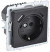 IEK BRITE Розетка 1-местная с заземлением с защитными шторками 16А с USB A+C 18Вт РЮш11-1-БрЧ черный , BR-R14-16-U22-018-K02
