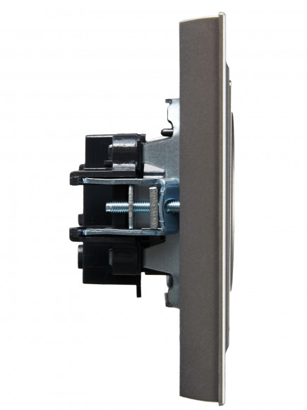 IEK BRITE Розетка 1-местная без заземления без защитных шторок 10А в сб. РСР10-1-0-БрС сталь , BR-R10-10-K46-F