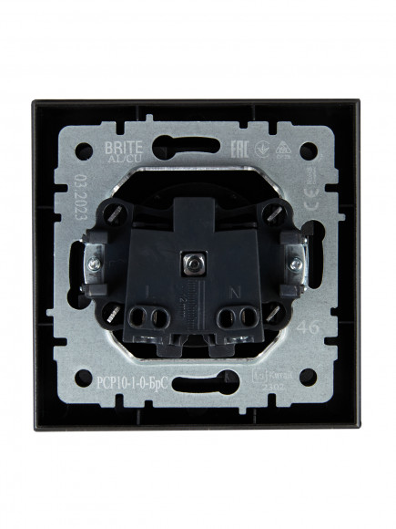 IEK BRITE Розетка 1-местная без заземления без защитных шторок 10А в сб. РСР10-1-0-БрС сталь , BR-R10-10-K46-F