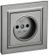 IEK BRITE Розетка 1-местная без заземления без защитных шторок 10А в сб. РСР10-1-0-БрС сталь , BR-R10-10-K46-F