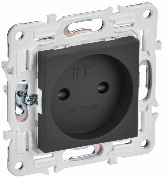 IEK SKANDY Розетка без заземления с защитными шторками 10А SK-R01G графит IEK, SK-R13-10-K53