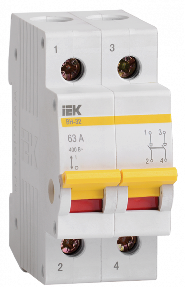 IEK KARAT Выключатель нагрузки (мини-рубильник) ВН-32 2P 63А IEK, MNV10-2-063