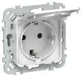 FLITE Розетка с заземлением с защитными шторками и крышкой 16А IP44 РСшкр11-0-44-ФлБ белый IEK, FI-R16-16-44-K01 FLITE Розетка с заземлением с защитными шторками и крышкой 16А IP44 РСшкр11-0-44-ФлБ белый IEK, FI-R16-16-44-K01