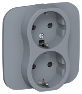 FLITE Розетка 2-местная с заземлением с защитными шторками безвинтовое крепление 16А РСш12-1-А-ФлМ маренго IEK, FI-R24A-16-1-K35