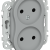 FLITE Розетка 2-местная без заземления без защитных шторок безвинтовое крепление 10А РС02-1-ФлС серый IEK, FI-R20-10-1-K03