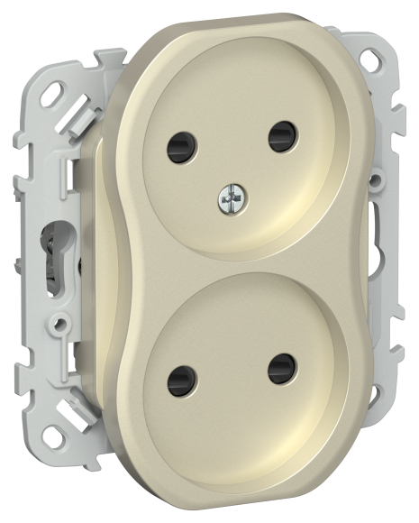 IEK FLITE Розетка 2-местная без заземления с защитными шторками 10А РСш02-0-ФлШ шампань IEK, FI-R23-10-K37