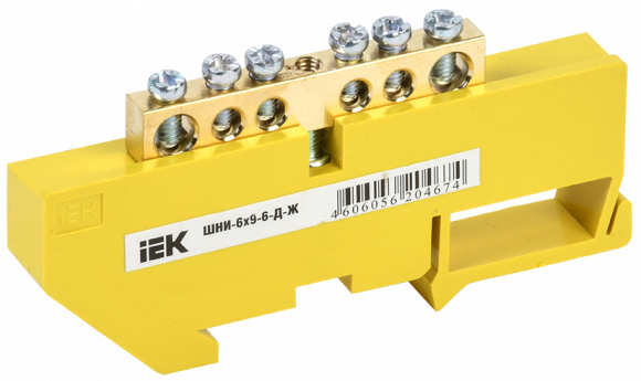 IEK Шина PE "земля" на DIN-изол ШНИ-6х9-6-Д-Ж IEK, YNN10-69-6D-K05