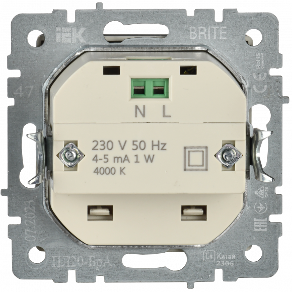 IEK BRITE Подсветка светодиодная встраиваемая ПЛ20-БрА алюминий , BR-FL20-K47